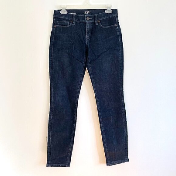 ANN TAYLOR LOFT Modern Skinny Jeans Dark Wash Zip Fly Full Length sz 4 / 27 W27 - Picture 2 of 12